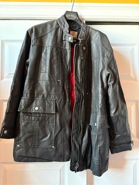 We The Free Black Leather Jacket with Red Lining